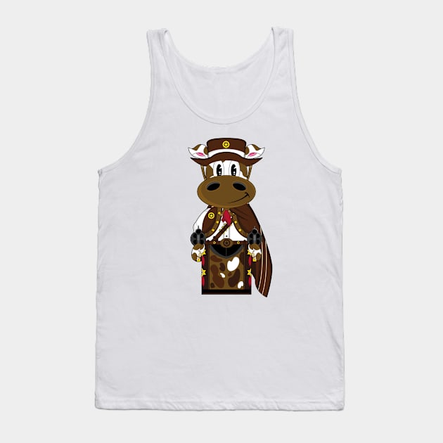 Cartoon Wild West Cow Cowboy Tank Top by markmurphycreative